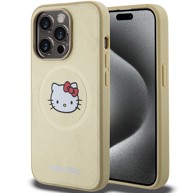 HELLO KITTY Maska Leather Kitty Head MagSafe za iPhone 13 Pro / 13 6.1", zlatna